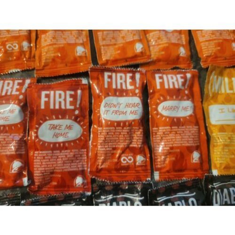Taco Bell Sauce Packets 55 Packs Marry Me & Assorted saying Mild Hot Fire Diablo - Picture 7 of 12